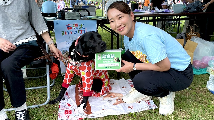 『あびこ産業まつり』にて盲導犬の普及啓発活動を担当する水野ゆうき