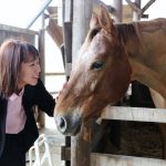 「めばえの里」にて馬とふれあう水野ゆうき
