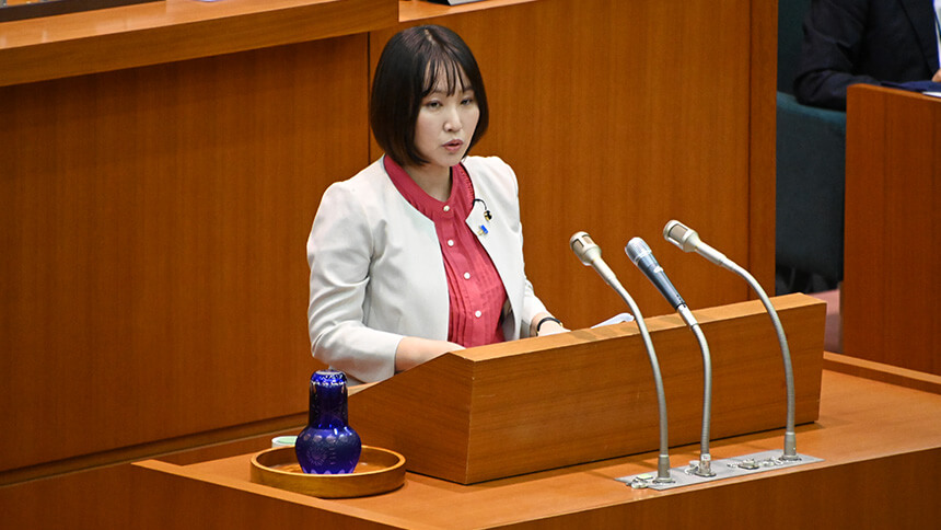 2026年9月議会に登壇する水野友貴（2026年10月2日お知らせ用サムネイル）